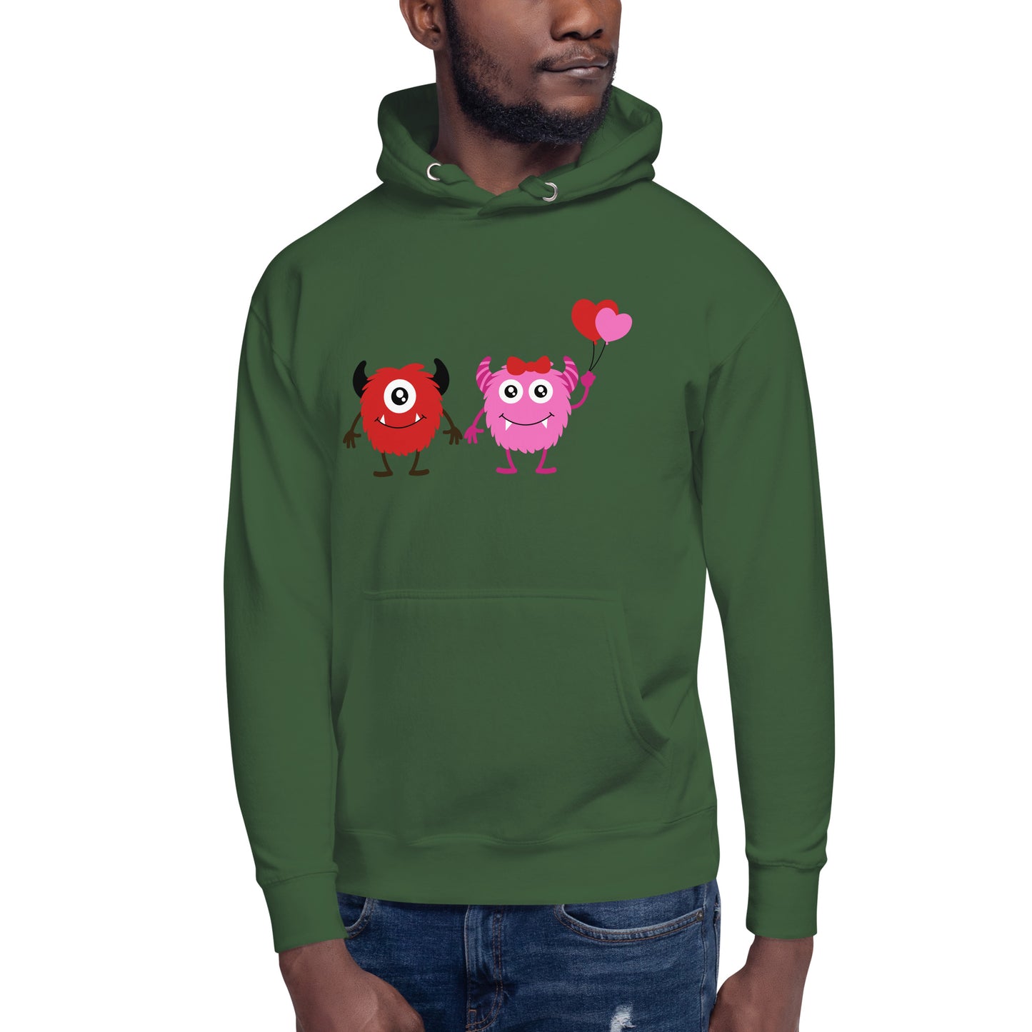 Love and Whimsy: Cute Boy and Girl Monster Holding Hands Sweatshirt