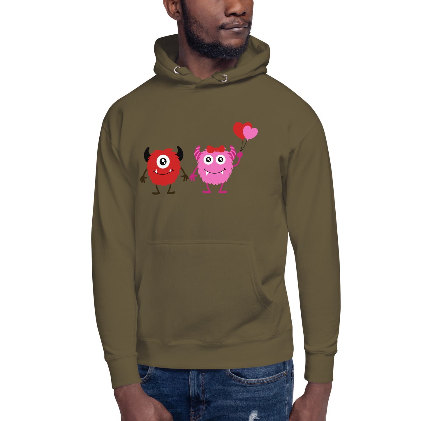 Love and Whimsy: Cute Boy and Girl Monster Holding Hands Sweatshirt
