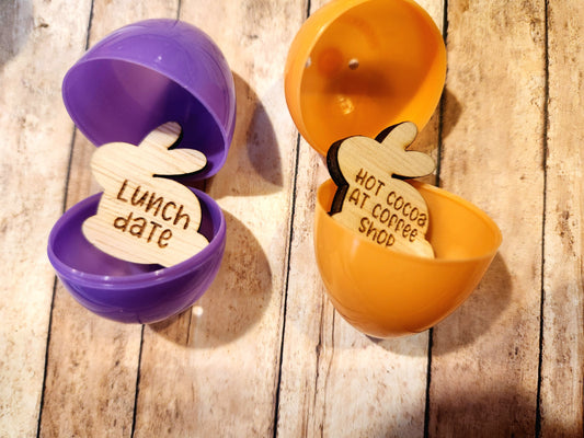 🐣 Easter Bunny Token Egg Hunt – 19 Pre-Filled Eggs with Wooden Surprise Tokens